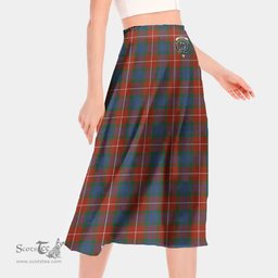 Scottish Fraser Ancient Clan Crest Tartan Womens Long Section Chiffon Skirt Tartan Skirt