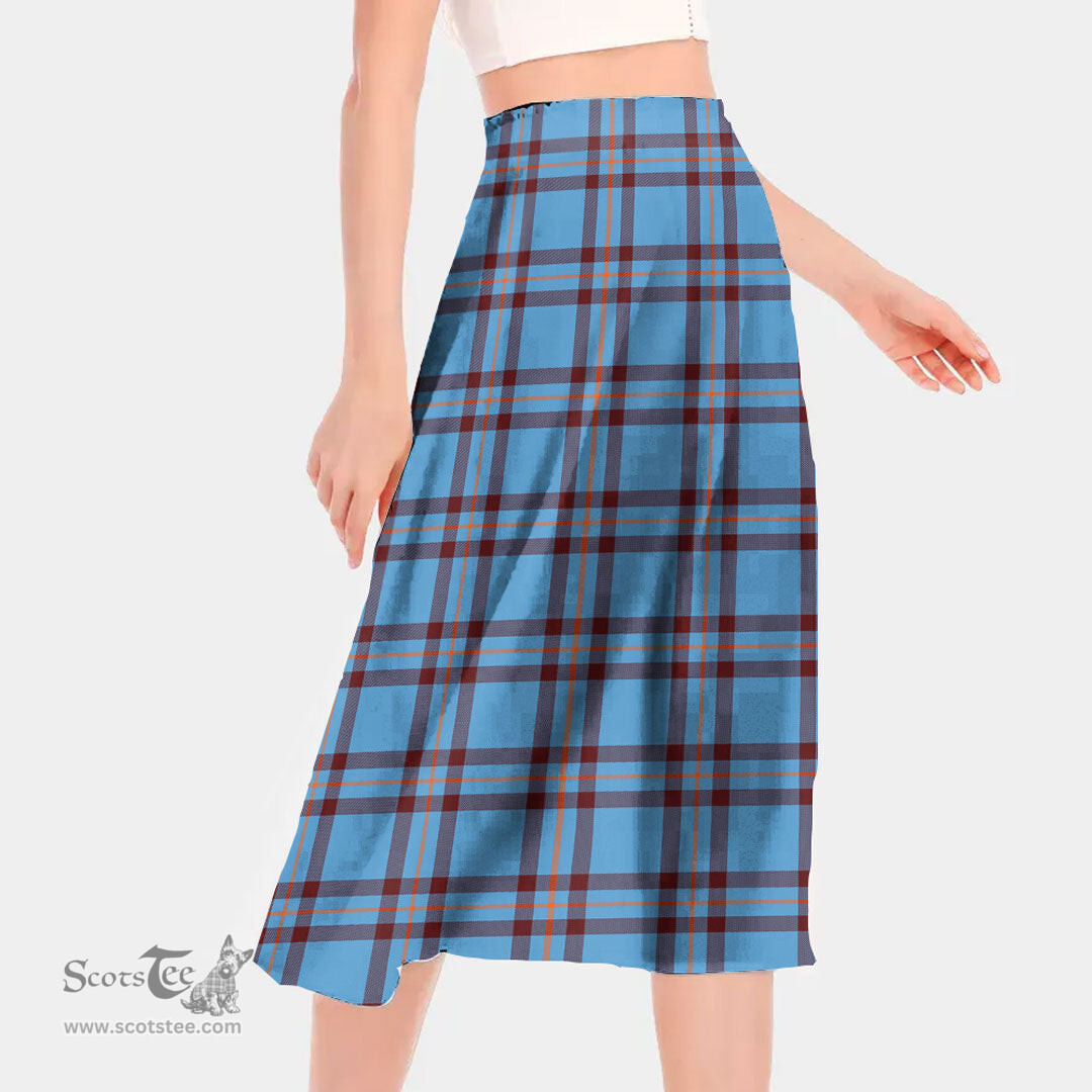 Scottish Elliot Ancient Clan Tartan Womens Long Section Chiffon Skirt Tartan Skirt