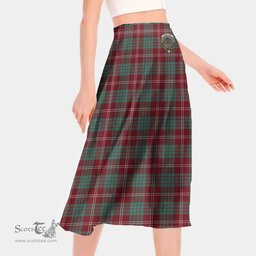 Scottish Crawford Modern Clan Crest Tartan Womens Long Section Chiffon Skirt Tartan Skirt