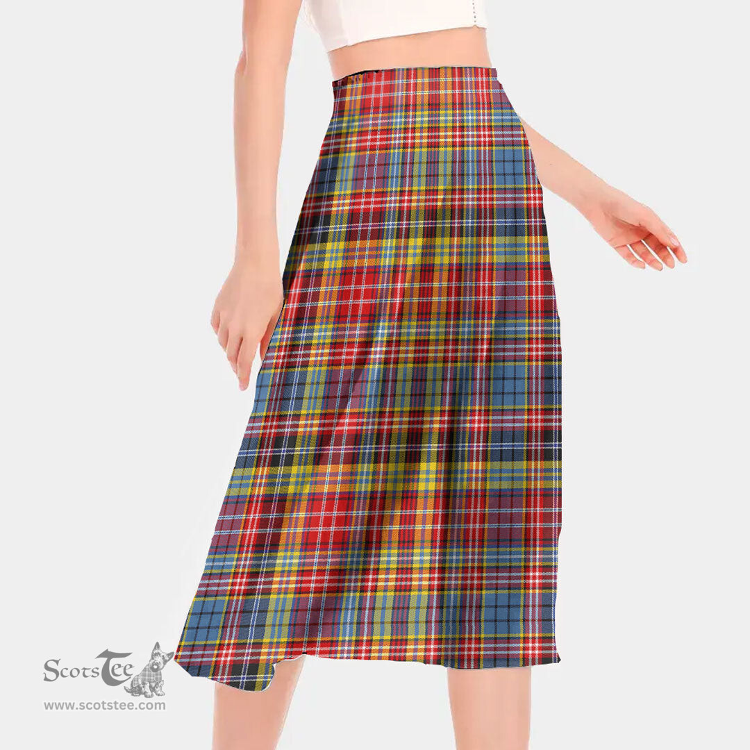 Scottish Drummond of Strathallan Clan Tartan Womens Long Section Chiffon Skirt Tartan Skirt