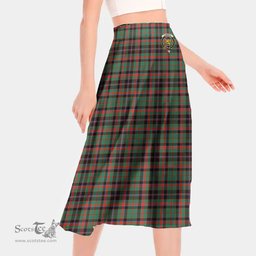 Scottish Cumming Hunting Ancient Clan Crest Tartan Womens Long Section Chiffon Skirt Tartan Skirt