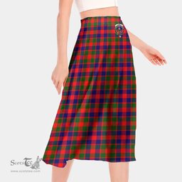 Scottish Gow Modern Clan Crest Tartan Womens Long Section Chiffon Skirt Tartan Skirt