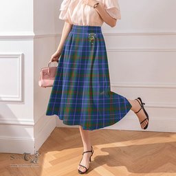 Scottish Edmonstone Clan Crest Tartan Womens Long Section Chiffon Skirt Tartan Skirt