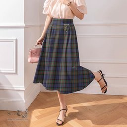 Scottish Fletcher of Dunans Clan Crest Tartan Womens Long Section Chiffon Skirt Tartan Skirt