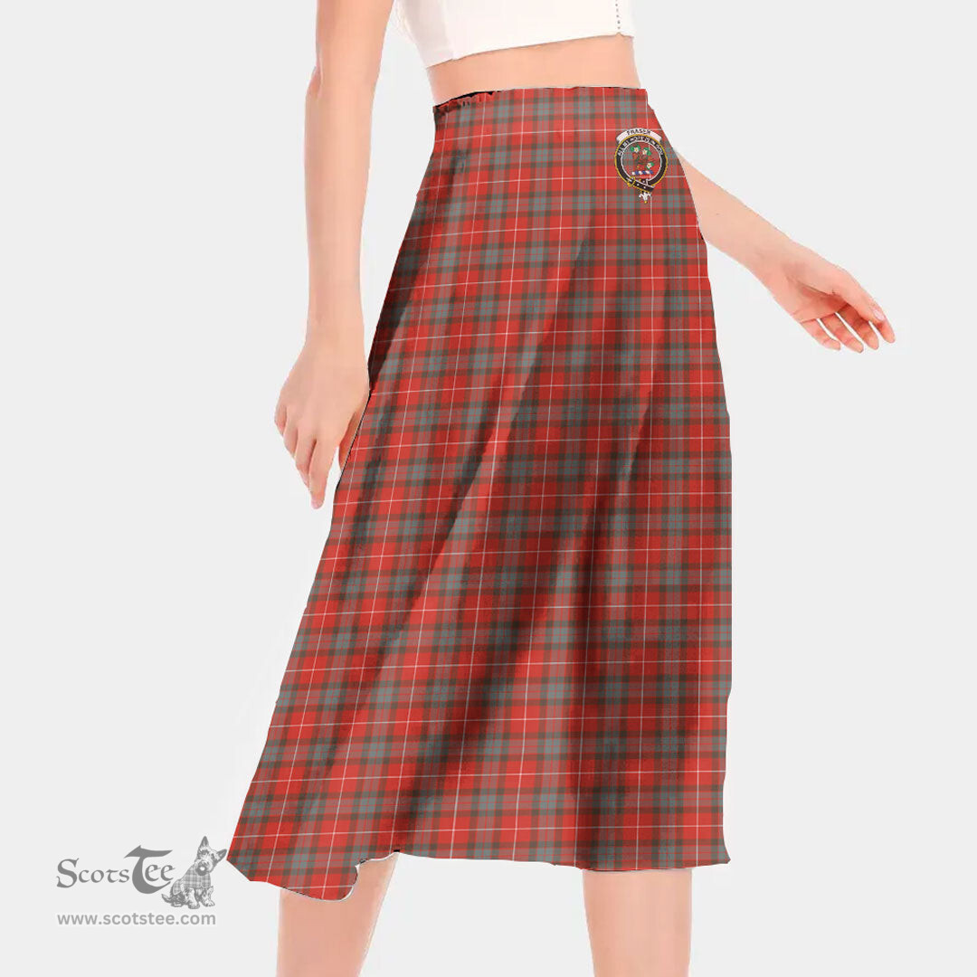 Scottish Fraser Weathered Clan Crest Tartan Womens Long Section Chiffon Skirt Tartan Skirt