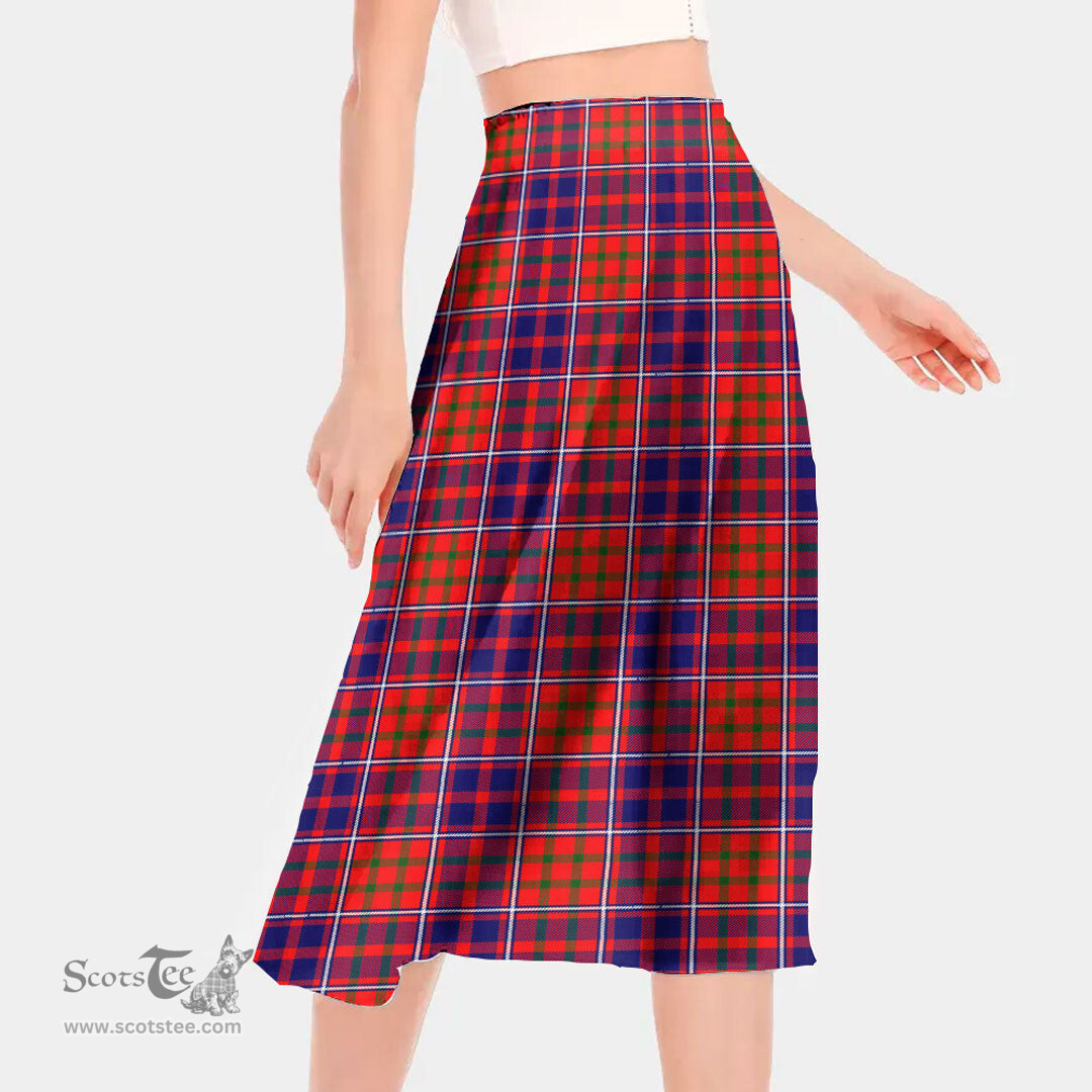 Scottish Cameron of Lochiel Modern Clan Tartan Womens Long Section Chiffon Skirt Tartan Skirt