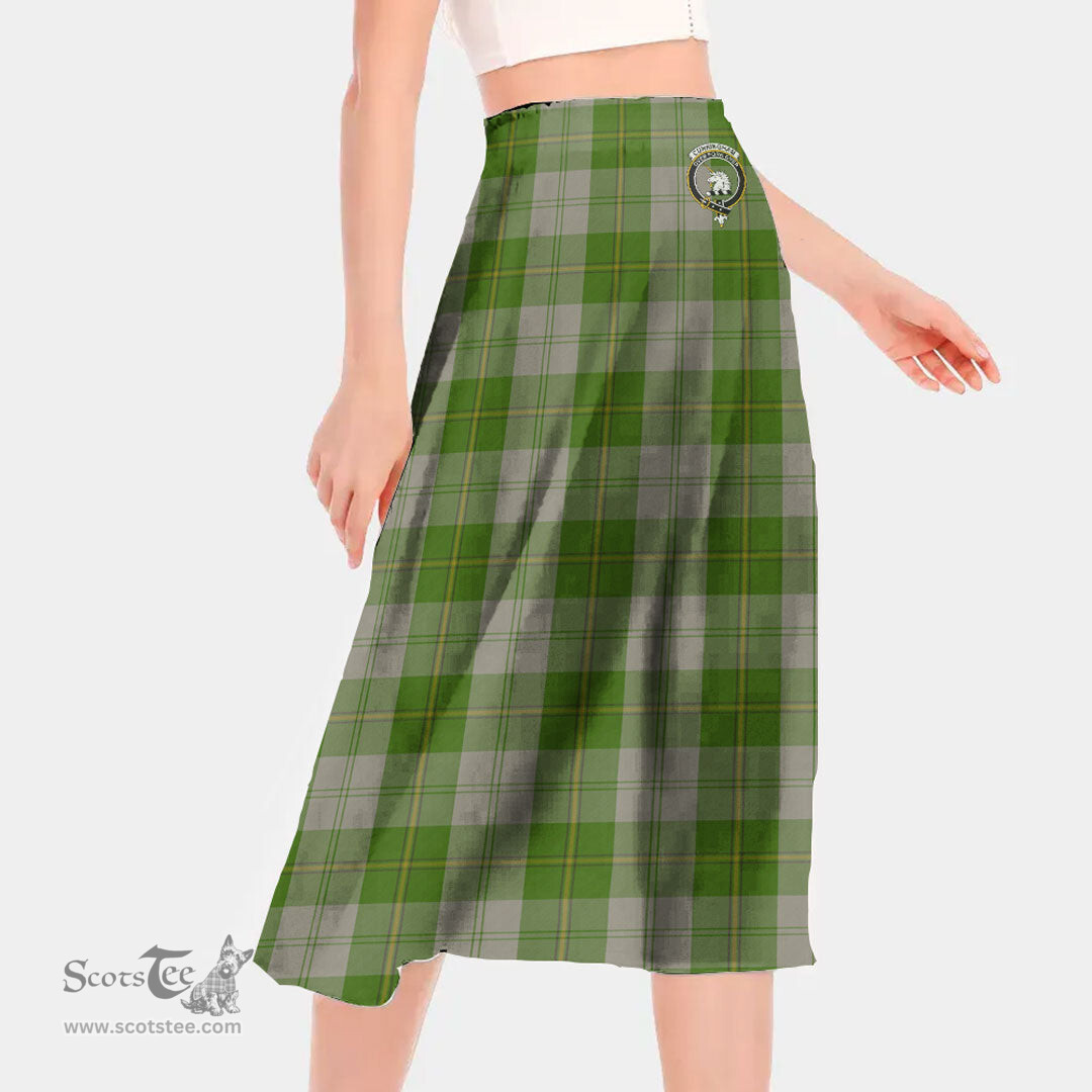 Scottish Cunningham Dress Green Dancers Clan Crest Tartan Womens Long Section Chiffon Skirt Tartan Skirt