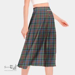 Scottish MacDuff Hunting Ancient Clan Crest Tartan Womens Long Section Chiffon Skirt Tartan Skirt