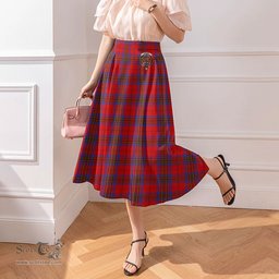 Scottish Leslie Modern Clan Crest Tartan Womens Long Section Chiffon Skirt Tartan Skirt