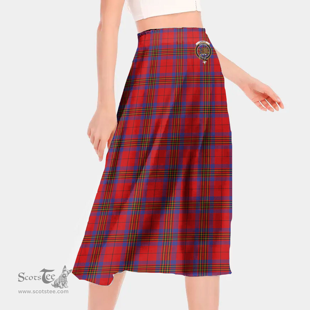 Scottish Leslie Modern Clan Crest Tartan Womens Long Section Chiffon Skirt Tartan Skirt