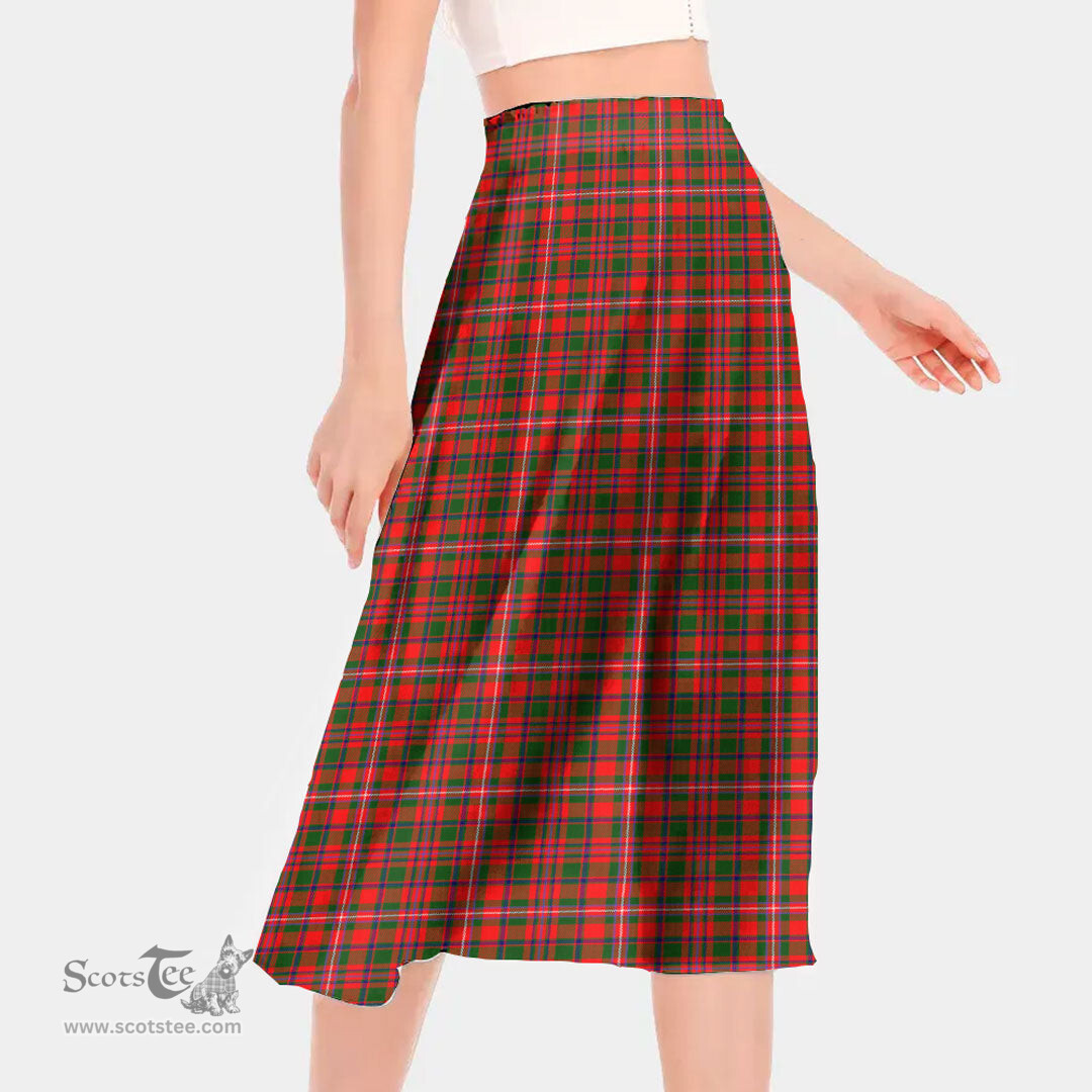 Scottish MacKinnon Modern Clan Tartan Womens Long Section Chiffon Skirt Tartan Skirt
