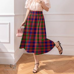 Scottish MacIntyre Modern Clan Tartan Womens Long Section Chiffon Skirt Tartan Skirt