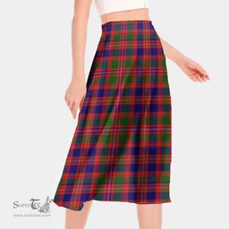 Scottish MacIntyre Modern Clan Tartan Womens Long Section Chiffon Skirt Tartan Skirt
