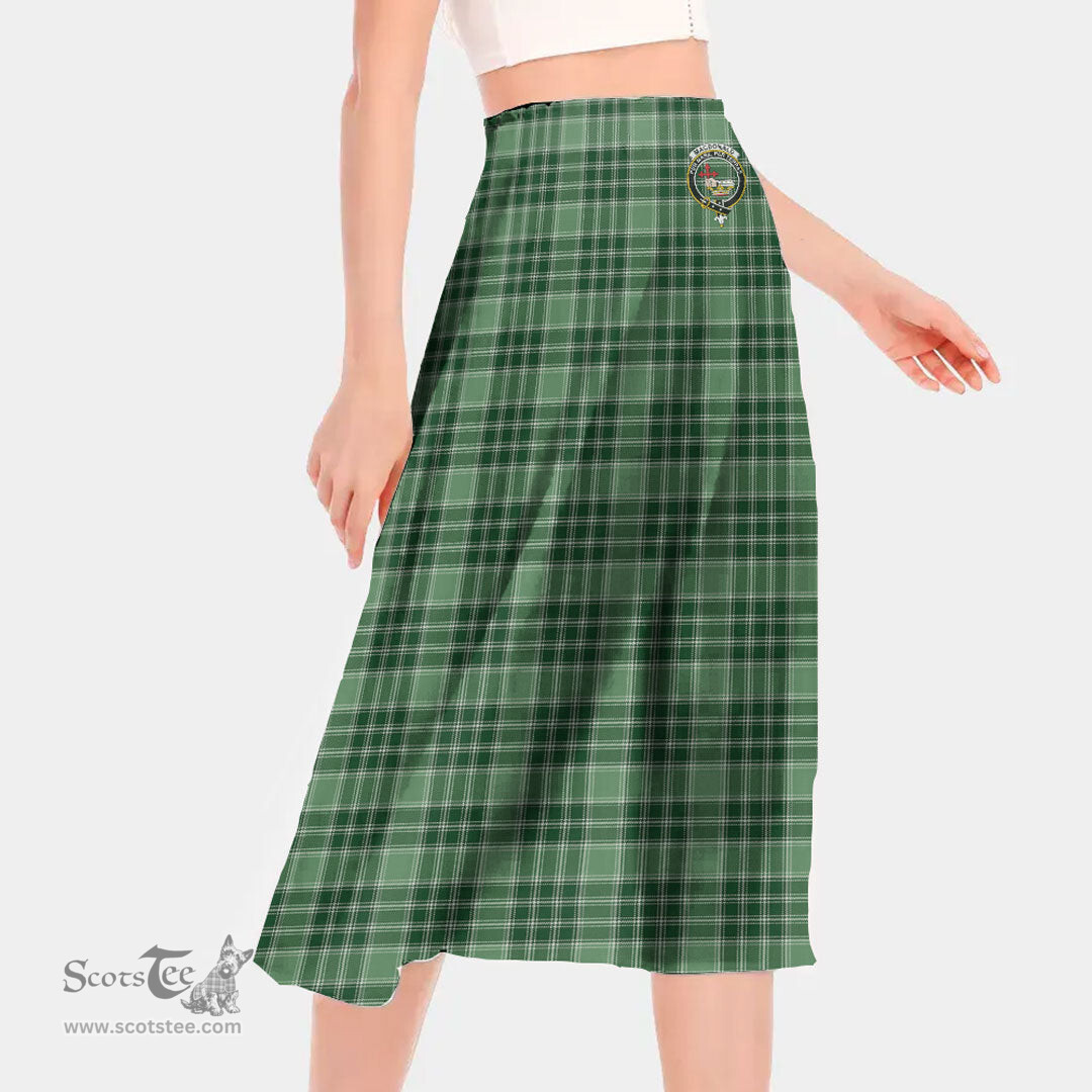 Scottish MacDonald Lord of the Isles Hunting Clan Crest Tartan Womens Long Section Chiffon Skirt Tartan Skirt