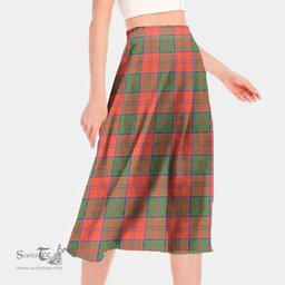 Scottish Grant Ancient Clan Tartan Womens Long Section Chiffon Skirt Tartan Skirt