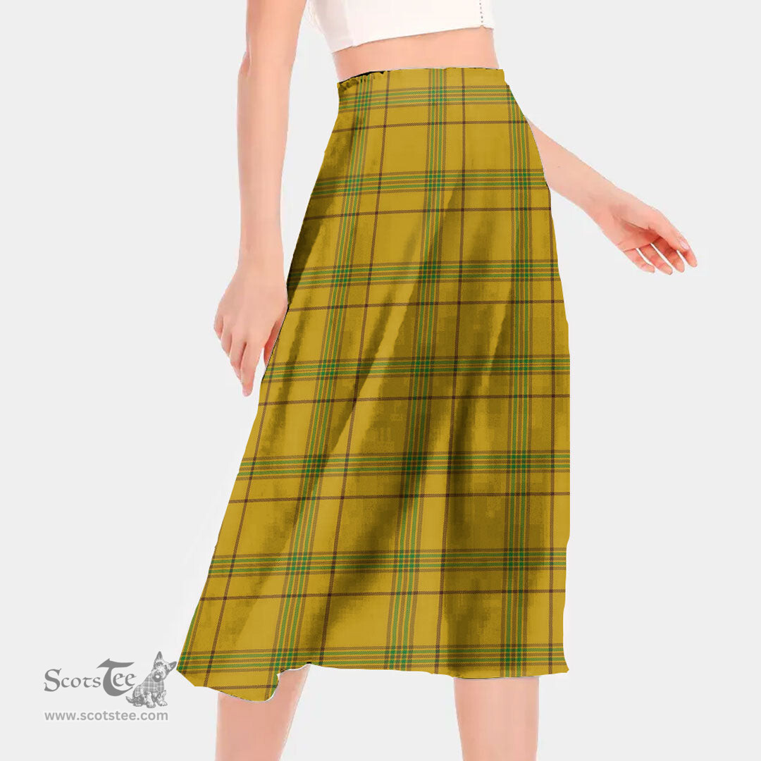 Scottish Houston Clan Tartan Womens Long Section Chiffon Skirt Tartan Skirt