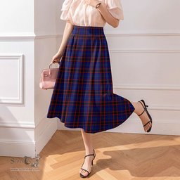 Scottish Home Modern Clan Tartan Womens Long Section Chiffon Skirt Tartan Skirt