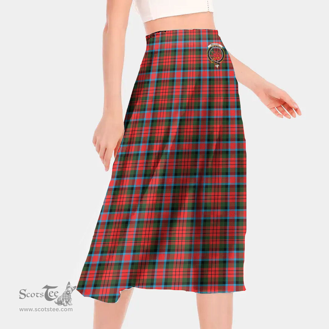 Scottish MacDuff Modern Clan Crest Tartan Womens Long Section Chiffon Skirt Tartan Skirt