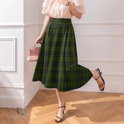 Scottish MacLean Hunting Clan Tartan Womens Long Section Chiffon Skirt Tartan Skirt
