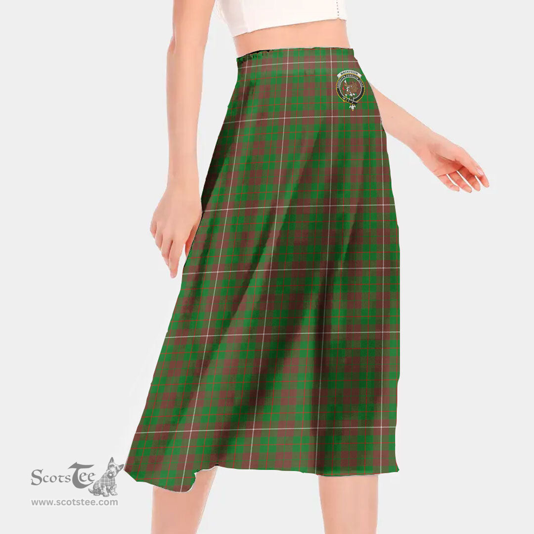 Scottish MacKinnon Hunting Modern Clan Crest Tartan Womens Long Section Chiffon Skirt Tartan Skirt