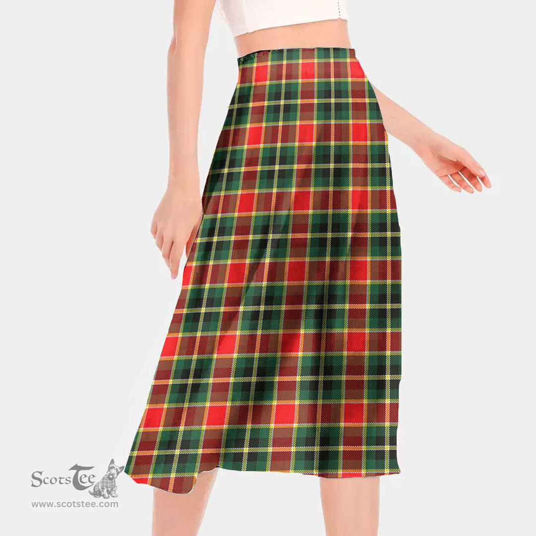 Scottish MacLachlan Hunting Modern Clan Tartan Womens Long Section Chiffon Skirt Tartan Skirt