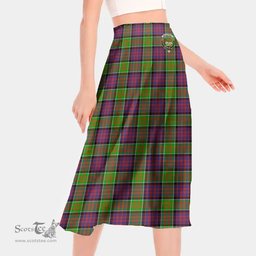 Scottish MacDonald of Clanranald Clan Crest Tartan Womens Long Section Chiffon Skirt Tartan Skirt