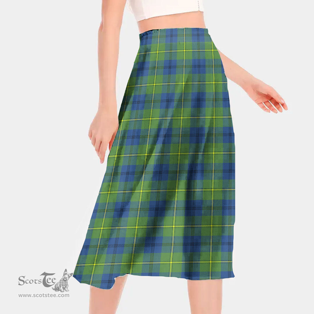 Scottish Johnston Ancient Clan Tartan Womens Long Section Chiffon Skirt Tartan Skirt