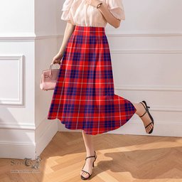 Scottish Hamilton Modern Clan Tartan Womens Long Section Chiffon Skirt Tartan Skirt