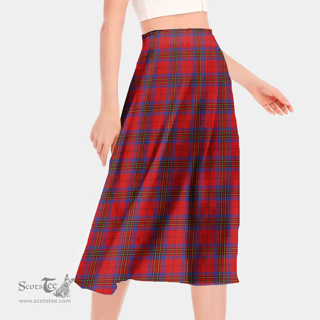 Scottish Leslie Modern Clan Tartan Womens Long Section Chiffon Skirt Tartan Skirt