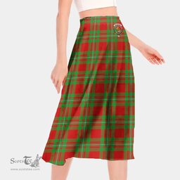 Scottish MacGregor Modern Clan Crest Tartan Womens Long Section Chiffon Skirt Tartan Skirt