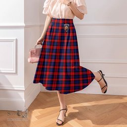 Scottish MacLachlan Modern Clan Crest Tartan Womens Long Section Chiffon Skirt Tartan Skirt