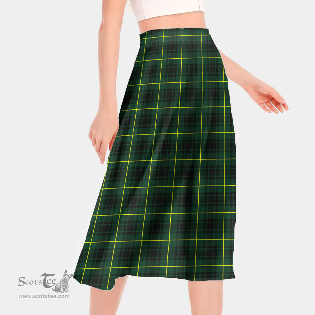 Scottish MacArthur Modern Clan Tartan Womens Long Section Chiffon Skirt Tartan Skirt