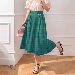 Scottish Irvine Ancient Clan Crest Tartan Womens Long Section Chiffon Skirt Tartan Skirt