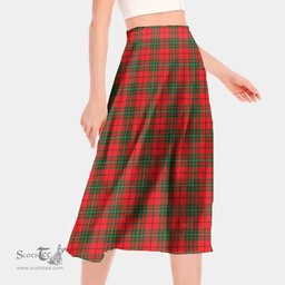 Scottish MacAulay Modern Clan Tartan Womens Long Section Chiffon Skirt Tartan Skirt