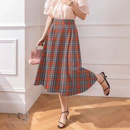 Scottish MacFarlane Ancient Clan Tartan Womens Long Section Chiffon Skirt Tartan Skirt