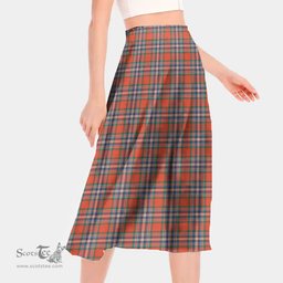 Scottish MacFarlane Ancient Clan Tartan Womens Long Section Chiffon Skirt Tartan Skirt