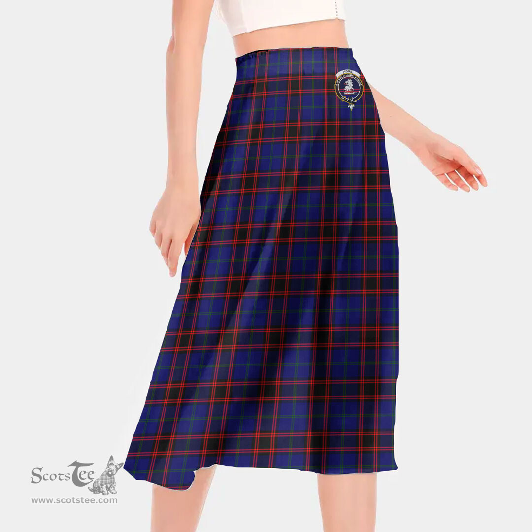 Scottish Home Modern Clan Crest Tartan Womens Long Section Chiffon Skirt Tartan Skirt