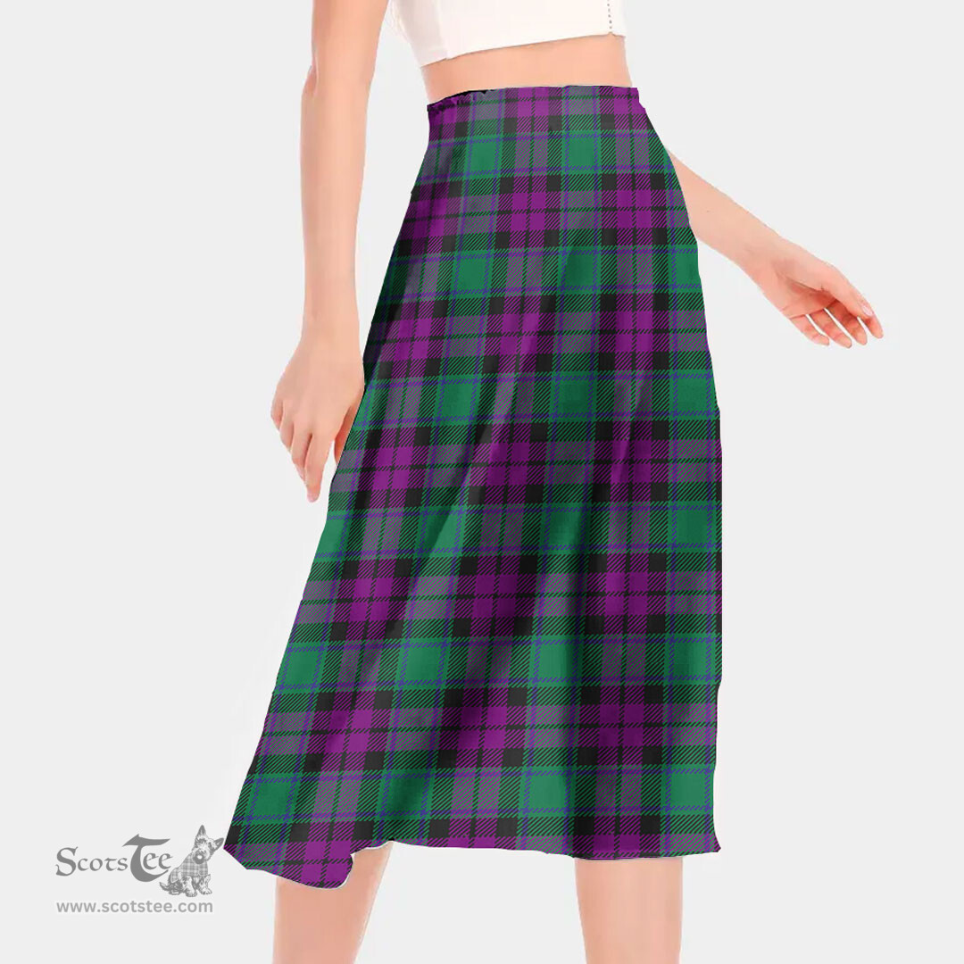 Scottish MacArthur - Milton Clan Tartan Womens Long Section Chiffon Skirt Tartan Skirt