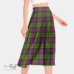 Scottish MacDonald of Clanranald Clan Tartan Womens Long Section Chiffon Skirt Tartan Skirt