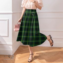 Scottish MacArthur Modern Clan Crest Tartan Womens Long Section Chiffon Skirt Tartan Skirt