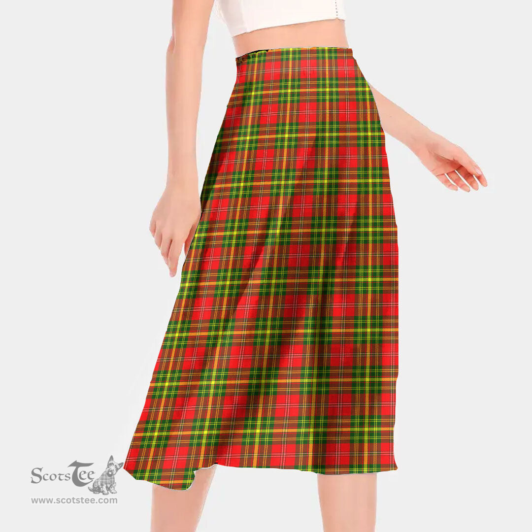 Scottish Leask Clan Tartan Womens Long Section Chiffon Skirt Tartan Skirt