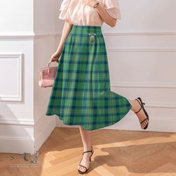 Scottish Kennedy Ancient Clan Crest Tartan Womens Long Section Chiffon Skirt Tartan Skirt
