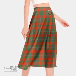 Scottish MacGregor Ancient Clan Crest Tartan Womens Long Section Chiffon Skirt Tartan Skirt