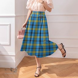Scottish Laing Clan Crest Tartan Womens Long Section Chiffon Skirt Tartan Skirt