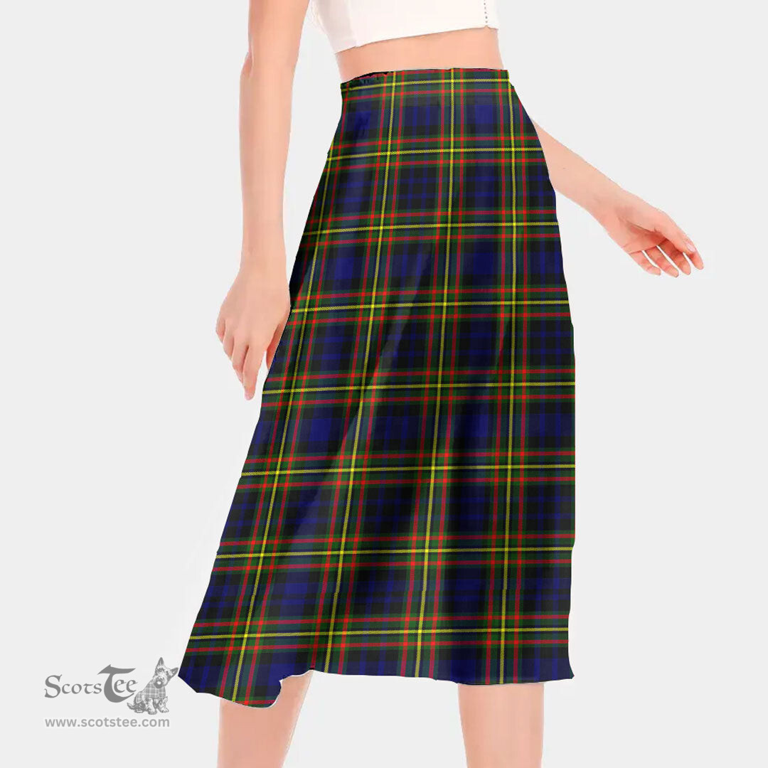 Scottish MacLellan Modern Clan Tartan Womens Long Section Chiffon Skirt Tartan Skirt