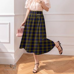 Scottish MacLellan Modern Clan Crest Tartan Womens Long Section Chiffon Skirt Tartan Skirt