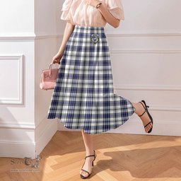 Scottish Hannay Modern Clan Crest Tartan Womens Long Section Chiffon Skirt Tartan Skirt