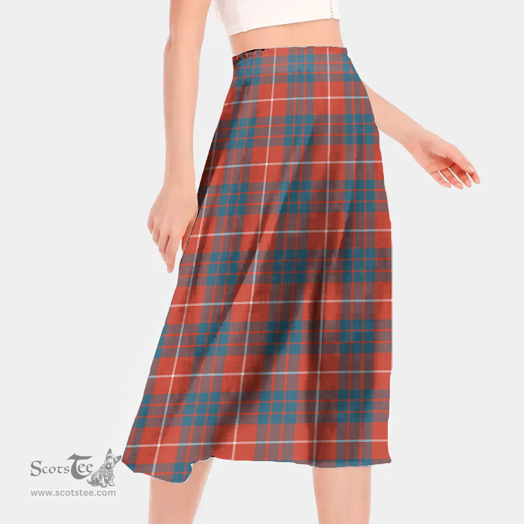Scottish Hamilton Ancient Clan Tartan Womens Long Section Chiffon Skirt Tartan Skirt