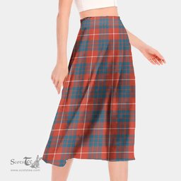 Scottish Hamilton Ancient Clan Tartan Womens Long Section Chiffon Skirt Tartan Skirt