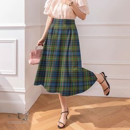 Scottish MacLellan Ancient Clan Tartan Womens Long Section Chiffon Skirt Tartan Skirt